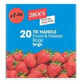 Jacks 20 Tie Handle Food & Freezer Bags Large - 20pk  Adomoo